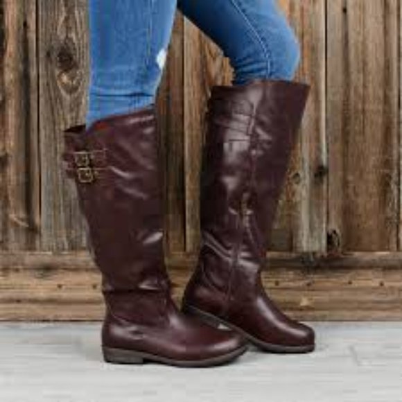 NWOB Journee TORI Extra Wide Calf Brown Vegan Leather Knee Boots 7.5 M - Picture 3 of 8